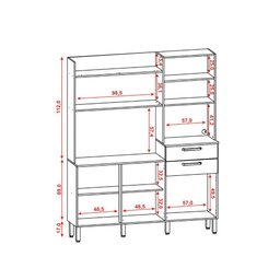 Cozinha Ravena - 5 Portas 2 Gavetas com Espaço para Micro-ondas - Kits Paraná - 5