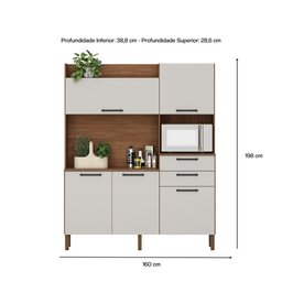 Cozinha Ravena - 5 Portas 2 Gavetas com Espaço para Micro-ondas - Kits Paraná - 4