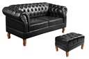 Ver imagem 2 de Sofá 2 Lugares com Puff Decoração Sara Recepção Dom Pedro Chesterfield Preto
