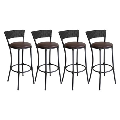 Conjunto de 4 Banquetas Alta Forts em Aço Carbono e Fibra Sintética