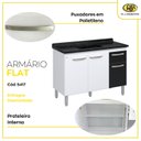 Ver imagem 6 de Balcão de Cozinha 3 Portas e 1 Gaveta 116,2cm Branco/Preto