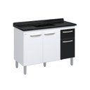 Ver imagem 1 de Balcão de Cozinha 3 Portas e 1 Gaveta 116,2cm Branco/Preto