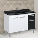 Ver imagem 3 de Balcão de Cozinha 3 Portas e 1 Gaveta 116,2cm Branco/Preto
