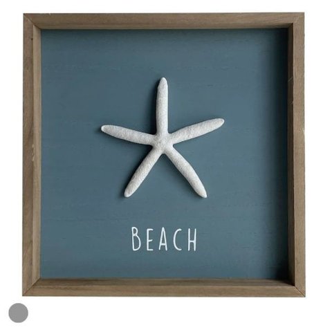 Quadro Decorativo Poliresina Estrela do Mar 25cm Azul/branco Florarte Flor Arte