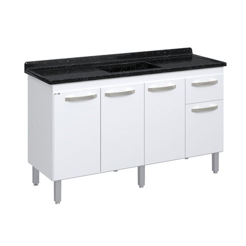 Balcão de Cozinha 3 Portas e 1 Gaveta 143 cm Branco