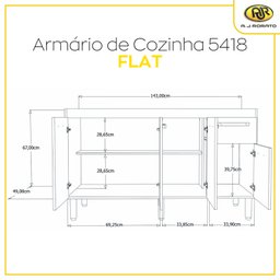 Balcão de Cozinha 3 Portas e 1 Gaveta 143 cm   - 2