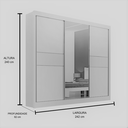 Ver imagem 3 de Guarda Roupa Mdf Cristal Ripado 3 Portas Castanho Off White