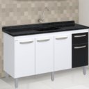 Ver imagem 3 de Balcão de Cozinha 3 Portas e 1 Gaveta 143cm Branco/Preto