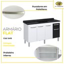Ver imagem 6 de Balcão de Cozinha 3 Portas e 1 Gaveta 143cm Branco/Preto