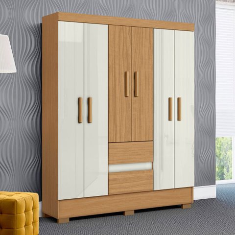Guarda Roupa Casal 150cm 6 Portas Raely Atacama/off A15 - Mpozenato