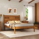 Ver imagem 3 de Conjunto Dormitório Guarda-Roupa, Cama Queen Veneziana e 2 Mesas de Cabeceira Dubai Marrom/Mogno Mel