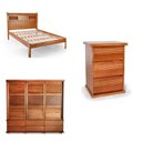Ver imagem 2 de Conjunto Dormitório Guarda-Roupa, Cama Queen Veneziana e 2 Mesas de Cabeceira Dubai Marrom/Mogno Mel