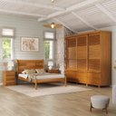 Ver imagem 1 de Conjunto Dormitório Guarda-Roupa, Cama Queen Veneziana e 2 Mesas de Cabeceira Dubai Marrom/Mogno Mel