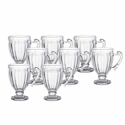 Jogo 8 Xícaras de Chá Cristal Renaissance 200ml Lyor