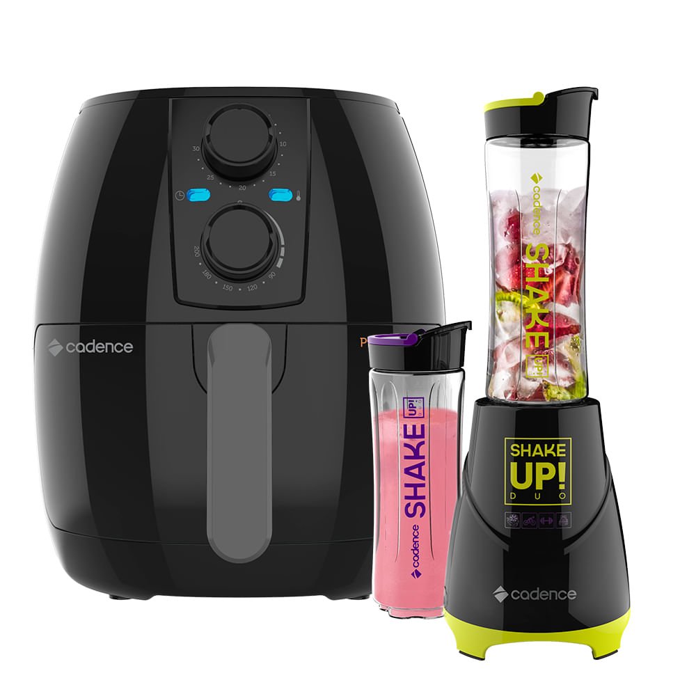 Kit Fritadeira Cadence 3L e Blender Shake Up! 220V MadeiraMadeira