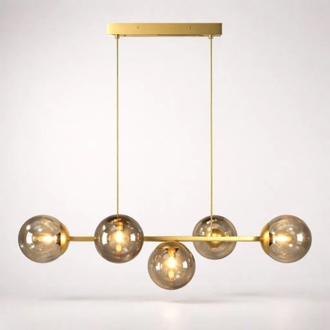 Pendente Jabuticaba 90cm 5 Globos de Vidro Mesa Sala de Jantar