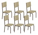 Ver imagem 1 de Kit 6 Cadeiras Ana Corino Creme Tubo Marrom Cafe