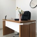 Ver imagem 7 de Conjunto para Escritório 4 Pessoas Kit 4 Mesas Operacionais 1250 com Gavetas Marrom/Freijó/Branco Artany