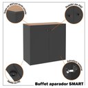 Ver imagem 4 de Estação de Trabalho 12 Lugares Office Smart 12 Mesas 10 Armários 2 Aparador - Preto e Cedro