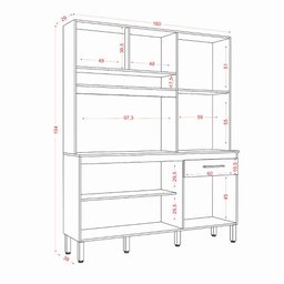 Armário Cozinha Compacta Siena 6 Portas 1 Gaveta Avena Grafito - Aramóveis - 4