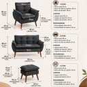 Ver imagem 5 de Kit Decorativo Namoradeira + 2 Poltronas + 1 Puff Estofado Cinza