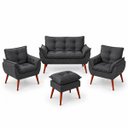 Ver imagem 1 de Kit Decorativo Namoradeira + 2 Poltronas + 1 Puff Estofado Cinza