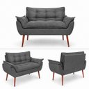 Ver imagem 3 de Kit Decorativo Namoradeira + 2 Poltronas + 1 Puff Estofado Cinza