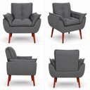 Ver imagem 4 de Kit Decorativo Namoradeira + 2 Poltronas + 1 Puff Estofado Cinza