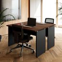 Ver imagem 1 de Mesa Escritório 2 Lugares 1,20m x 1,20m Pé Painel F5 Office Cor:Málaga com Preto