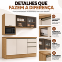 Ver imagem 4 de Cozinha Modulada Etna 6 Peças 178cm com 7 Portas 2 Gavetas Nicho para Micro-Ondas e Aéreo com Vidro