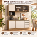 Ver imagem 6 de Cozinha Modulada Etna 6 Peças 178cm com 7 Portas 2 Gavetas Nicho para Micro-Ondas e Aéreo com Vidro