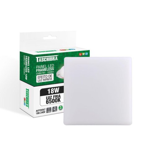 Painel de Led Taschibra Frameless Quadrado Embutir 18w Bivolt