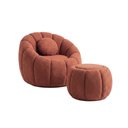Ver imagem 1 de Poltrona Decorativa Sala Estar Quarto Concha C/puff Orgânica Boucle Terracota - Vimont Moveis