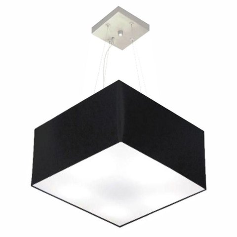 Lustre Pendente Quadrado Md-4197 Cúpula em Tecido 25/45x45cm Preto - Bivolt
