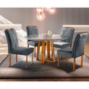 Ver imagem 1 de Conjunto Sala De Jantar Natalle 4 Lugares Com Mesa Redonda E Tampo Em Vidro 1,2m E 4 Cadeiras Mó