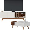 Ver imagem 1 de Kit Rack 180 cm E Mesa De Centro Para Sala Noronha Off White Matte Freijo CLB