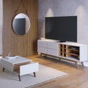 Ver imagem 2 de Kit Rack 180 cm E Mesa De Centro Para Sala Noronha Off White Matte Freijo CLB