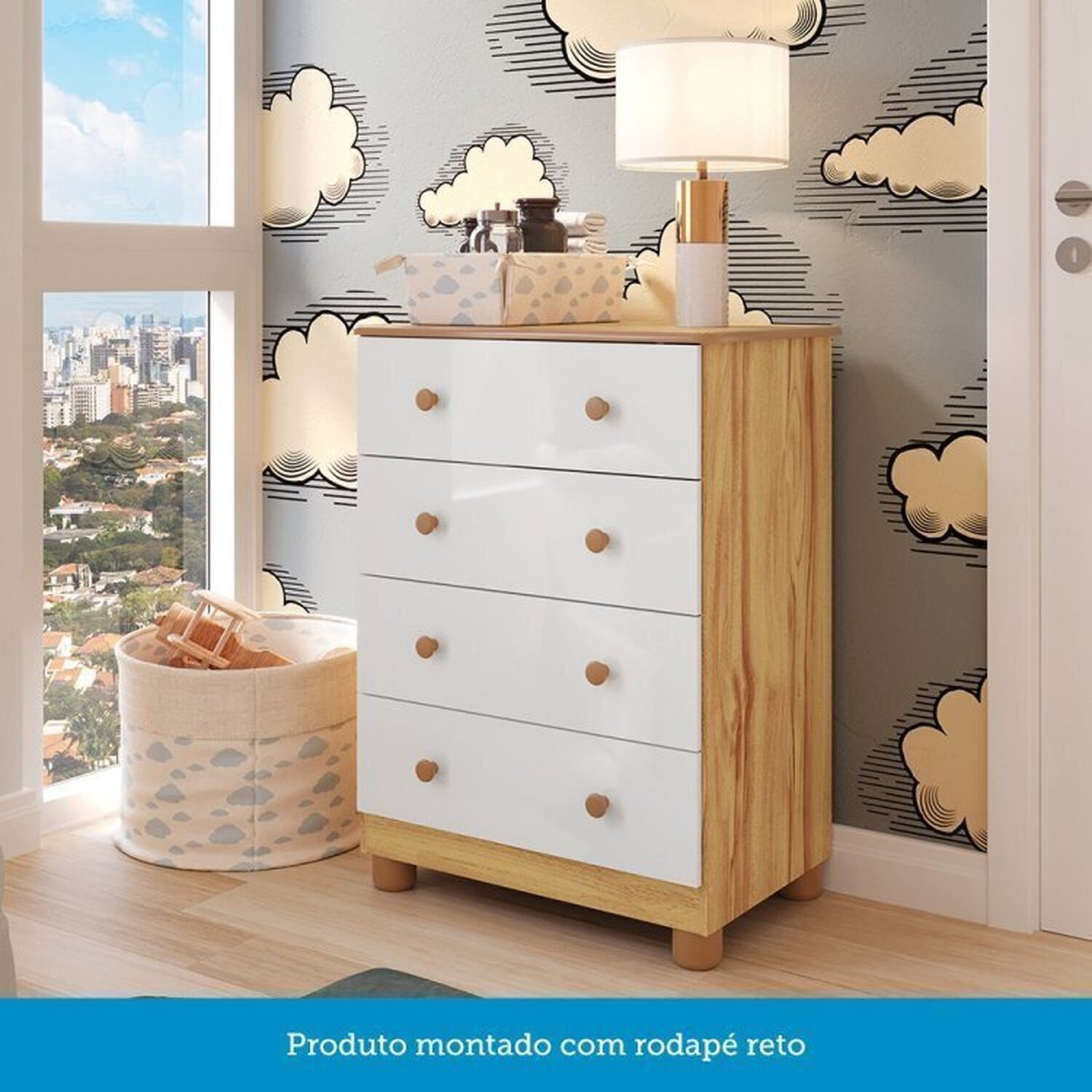 Quarto de Bebê Completo com Berço Guarda Roupa 3 Portas e Cômoda 100% Mdf Mimo Espresso Móveis - 7