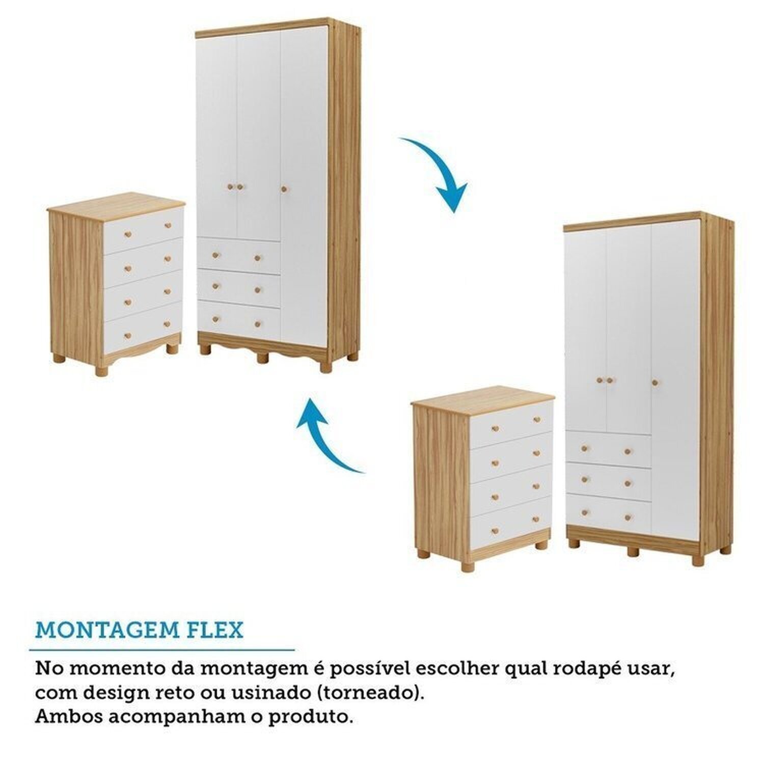 Quarto de Bebê Completo com Berço Guarda Roupa 3 Portas e Cômoda 100% Mdf Mimo Espresso Móveis - 5