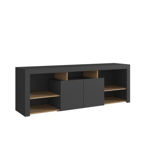 Rack para Tv até 65 Polegadas com 2 Portas e 5 Nichos Grafite Mel