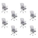 Ver imagem 2 de Kit com 8 Cadeiras Office Diretor Ajustavel e Ergonomica com Nr 17 Everest Cinza/Gelo