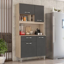 Cozinha Compacta 4 Portas 1 Gaveta Malta Demobile Avena/grafito - 1