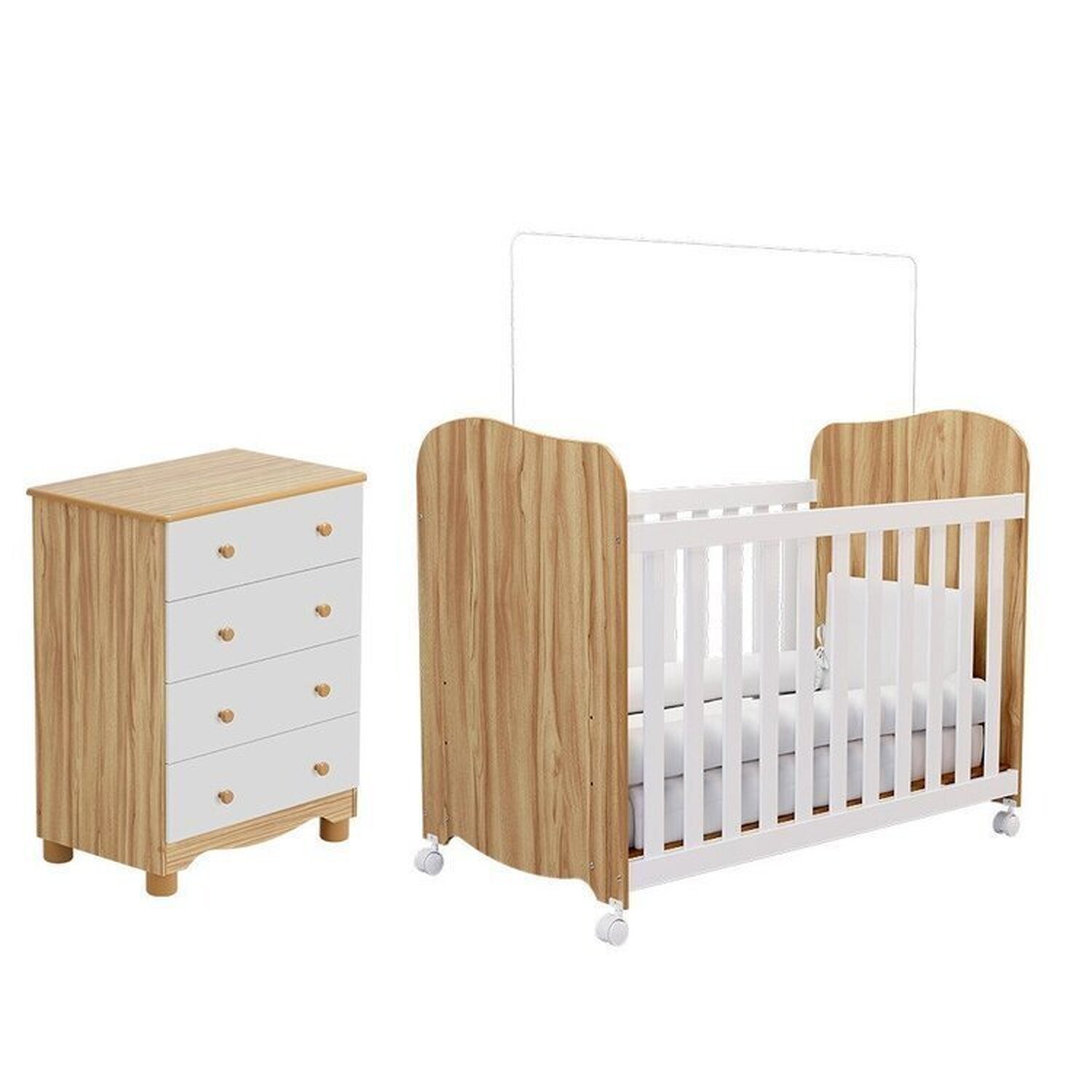 Quarto de Bebê com Berço e Cômoda 4 Gavetas 100% Mdf Mimo Espresso Móveis - 2