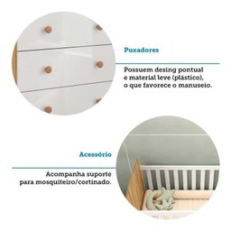 Quarto de Bebê com Berço e Cômoda 4 Gavetas 100% Mdf Mimo Espresso Móveis - 11