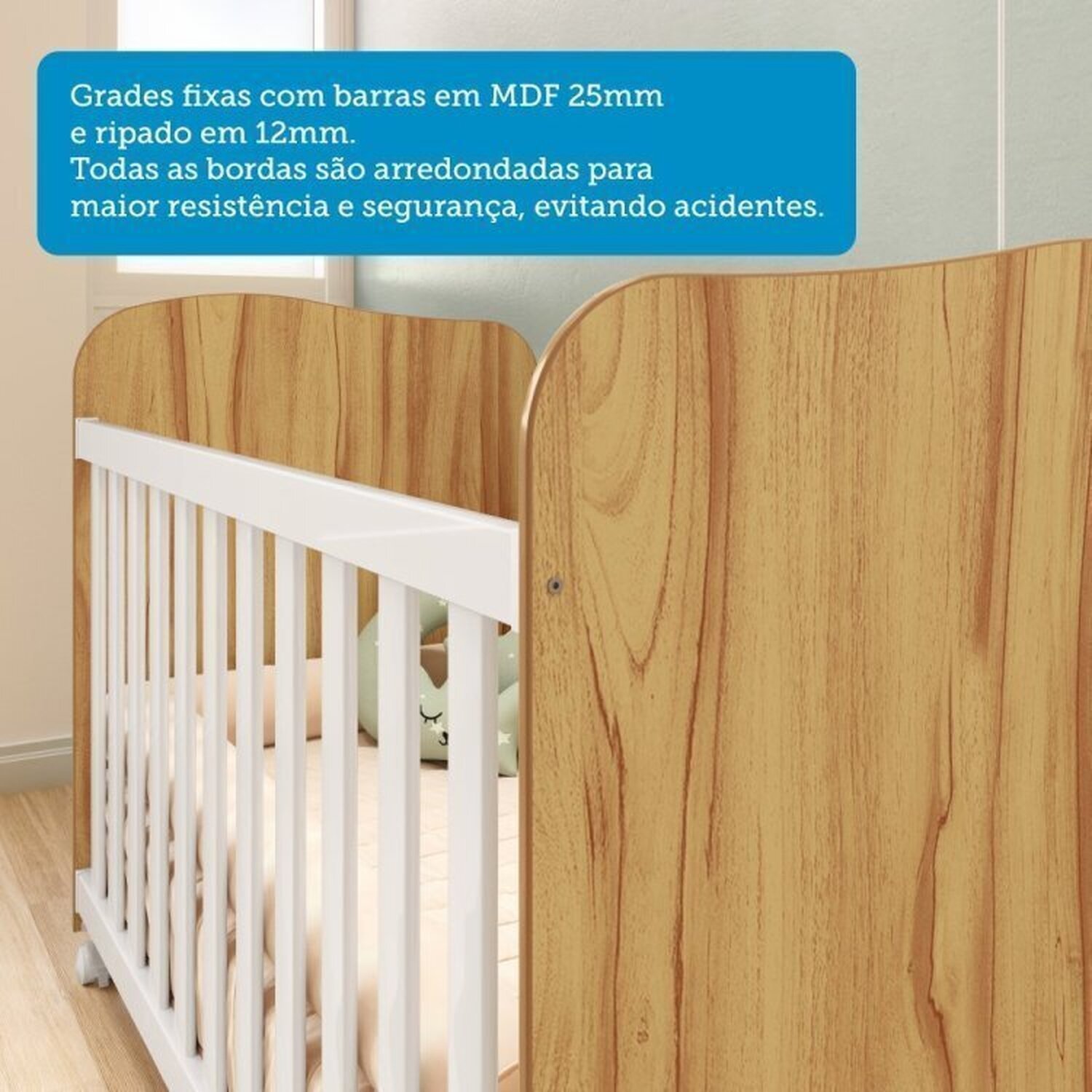 Quarto de Bebê com Berço e Cômoda 4 Gavetas 100% Mdf Mimo Espresso Móveis - 8