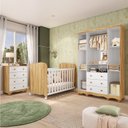 Ver imagem 2 de Quarto de Bebê Berço Americano Guarda-Roupa e Cômoda MDF Mimo Espresso Móveis Branco Brilho/Amêndoa