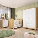 Ver imagem 1 de Quarto de Bebê Berço Americano Guarda-Roupa e Cômoda MDF Mimo Espresso Móveis Branco Brilho/Amêndoa