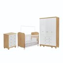 Ver imagem 3 de Quarto de Bebê Berço Americano Guarda-Roupa e Cômoda MDF Mimo Espresso Móveis Branco Brilho/Amêndoa