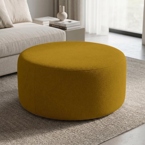 Puff Mezza Central Redondo Decorativo para Sala Orgânico Confortável e Reforçado Bouclé