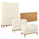 Ver imagem 1 de Quarto de Bebê Unique 4 Portas com Cômoda 6 Gavetas e Painel Farm Off White Eco Wood - Matic